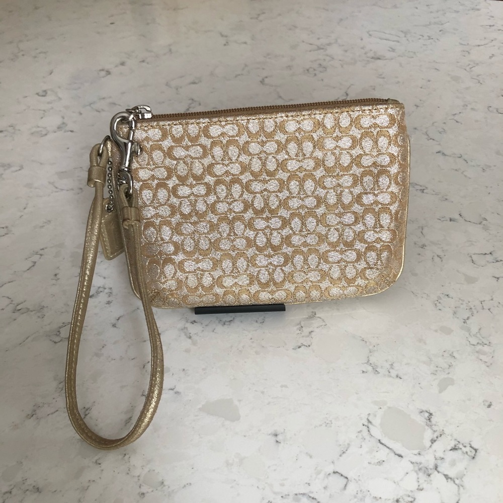 Coach wristlet- gold and silver
